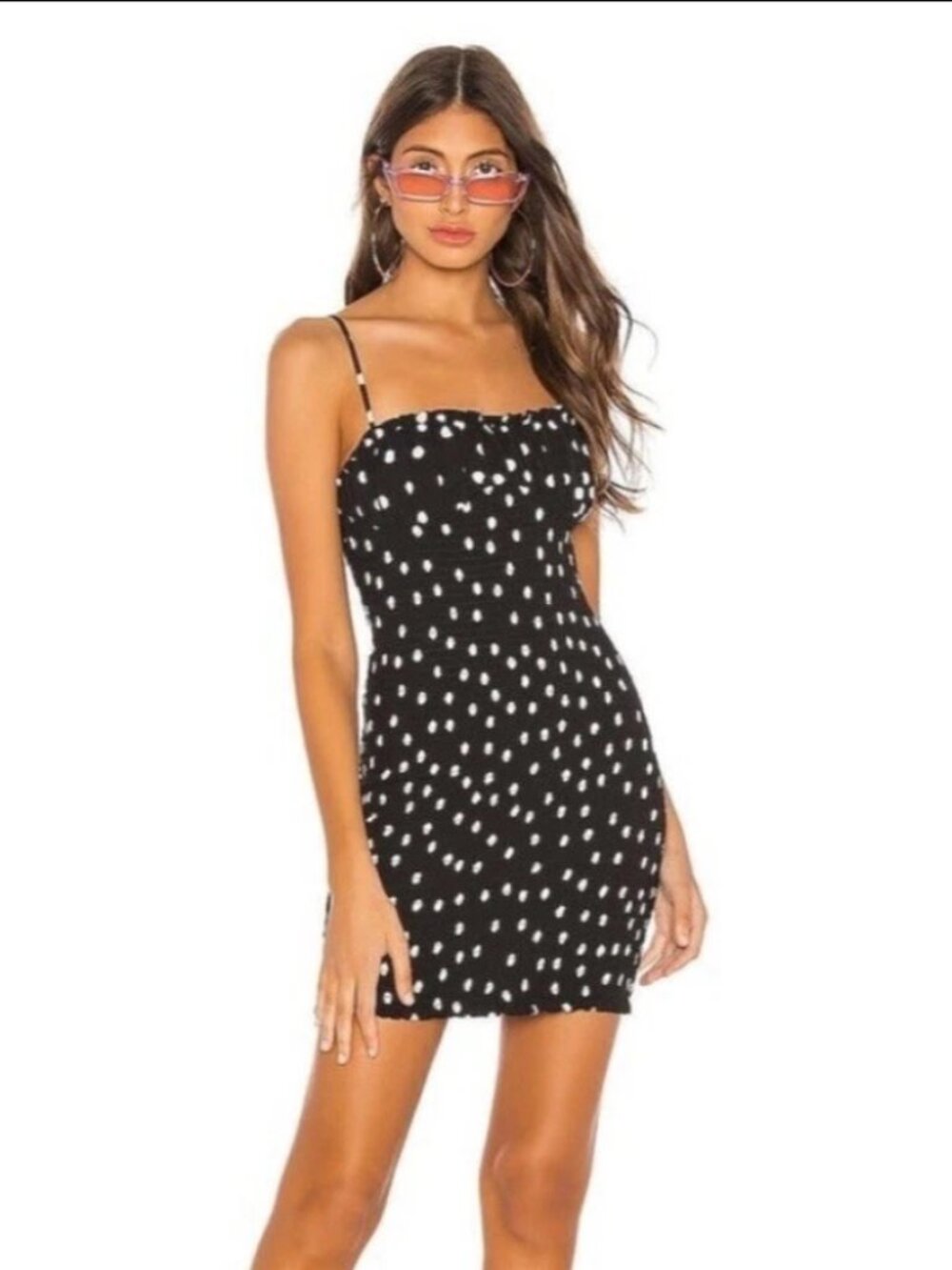 h:ours polka dot black and white mini dress size small